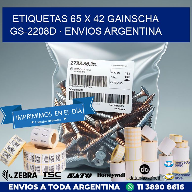 ETIQUETAS 65 x 42 GAINSCHA GS-2208D · ENVIOS ARGENTINA