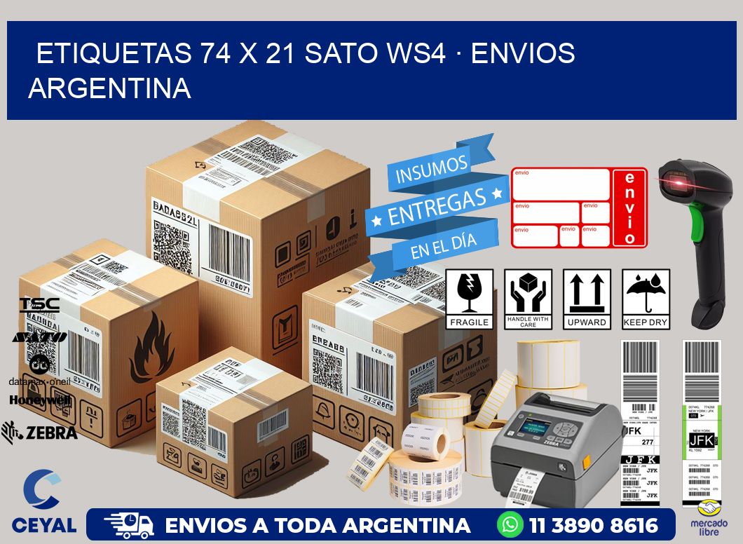 ETIQUETAS 74 x 21 SATO WS4 · ENVIOS ARGENTINA