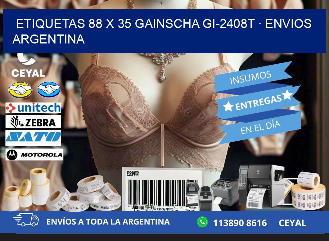ETIQUETAS 88 x 35 GAINSCHA GI-2408T · ENVIOS ARGENTINA