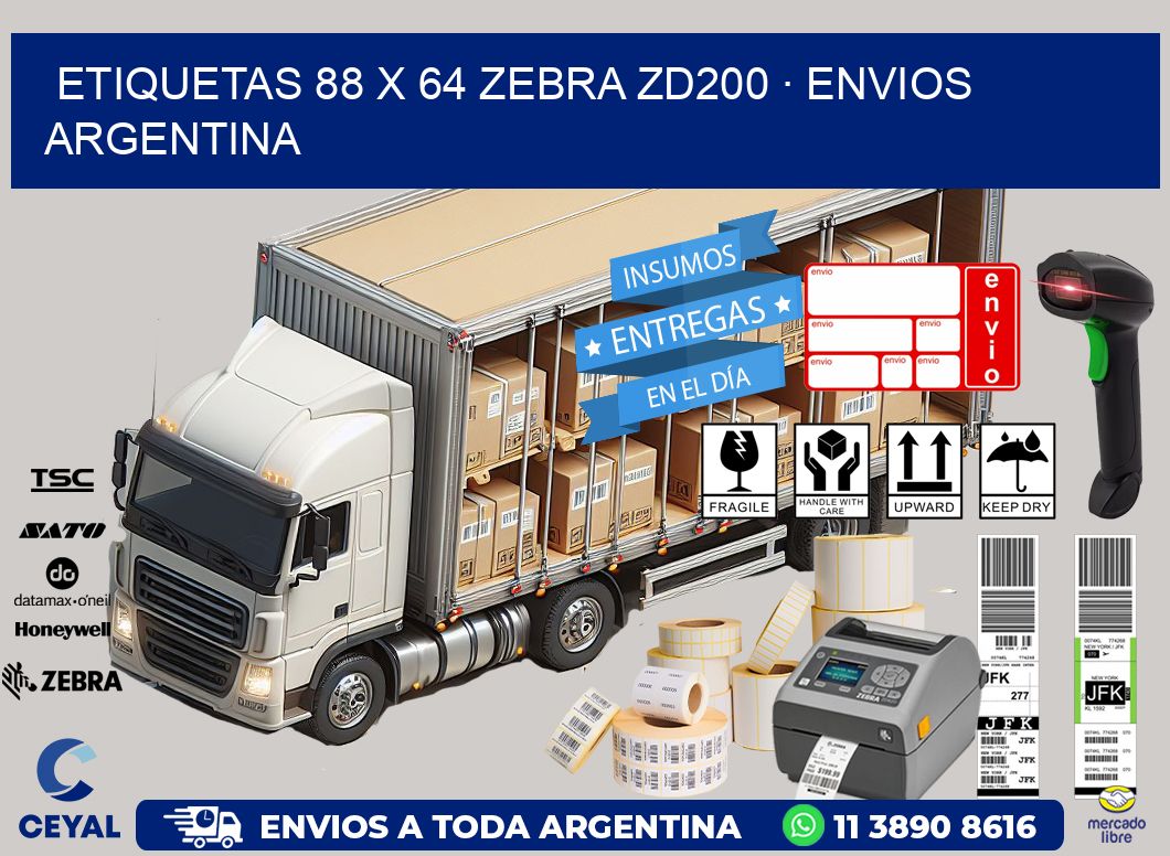 ETIQUETAS 88 x 64 ZEBRA ZD200 · ENVIOS ARGENTINA
