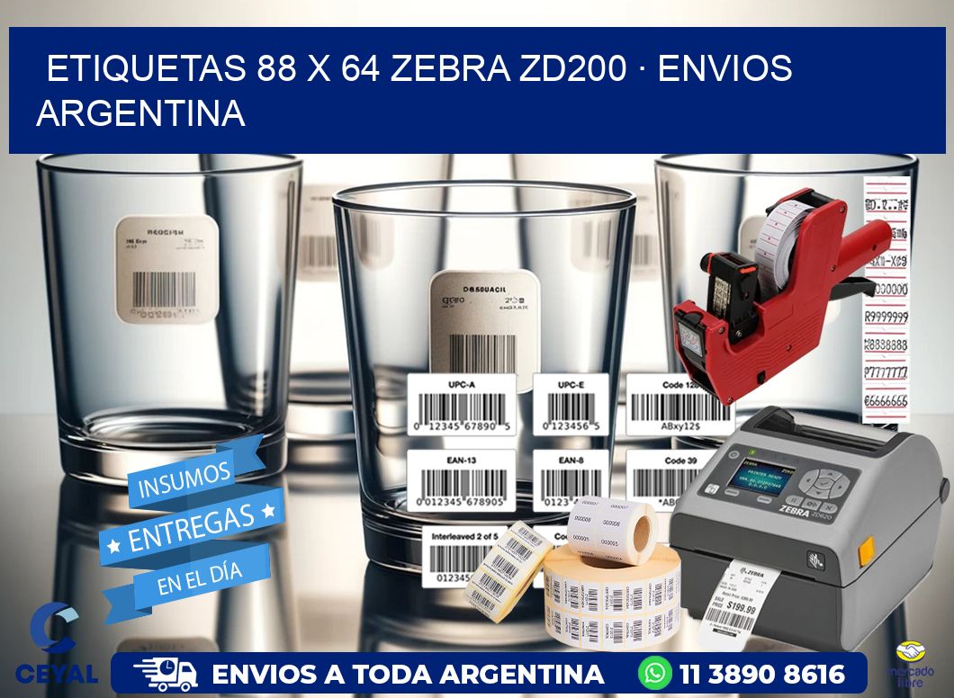 ETIQUETAS 88 x 64 ZEBRA ZD200 · ENVIOS ARGENTINA