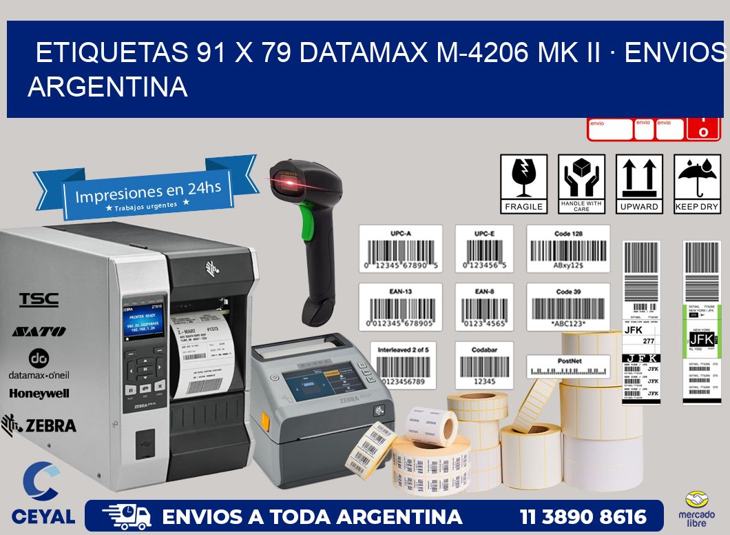 ETIQUETAS 91 x 79 DATAMAX M-4206 MK II · ENVIOS ARGENTINA