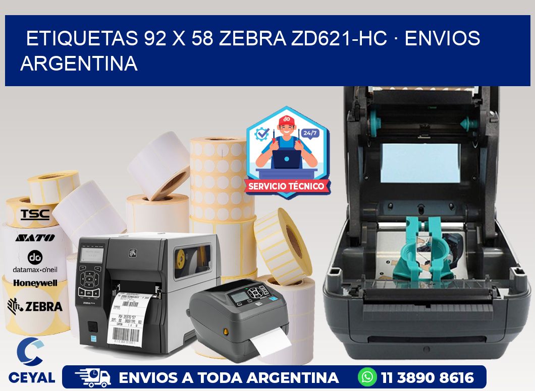 ETIQUETAS 92 x 58 ZEBRA ZD621-HC · ENVIOS ARGENTINA