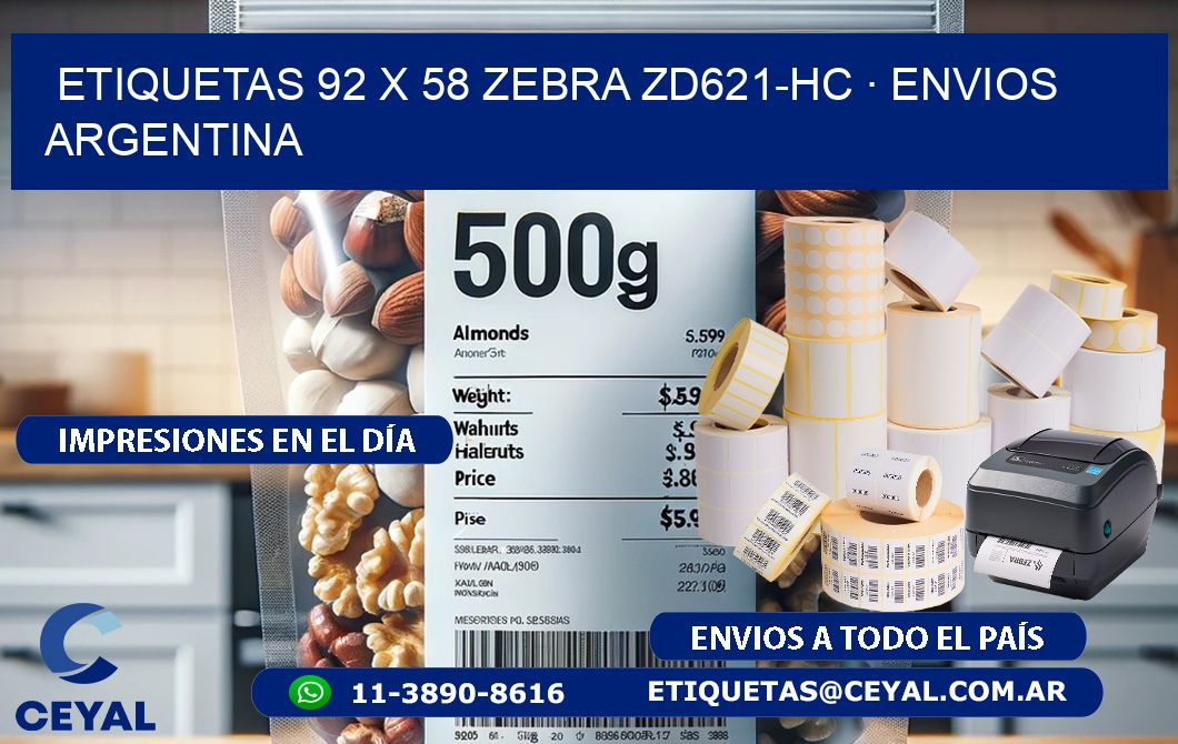 ETIQUETAS 92 x 58 ZEBRA ZD621-HC · ENVIOS ARGENTINA
