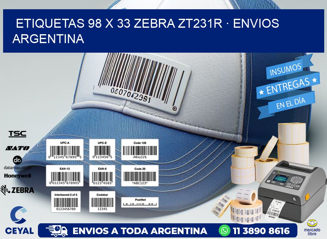 ETIQUETAS 98 x 33 ZEBRA ZT231R · ENVIOS ARGENTINA