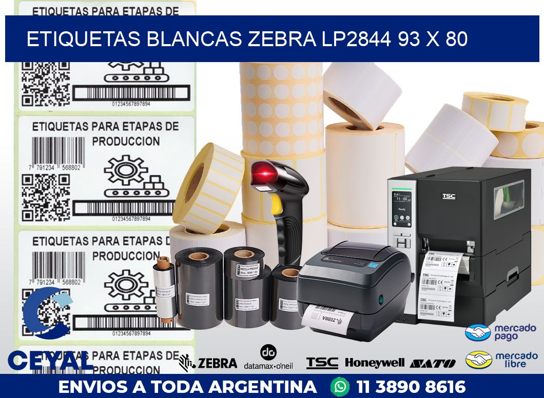 ETIQUETAS BLANCAS ZEBRA LP2844 93 x 80