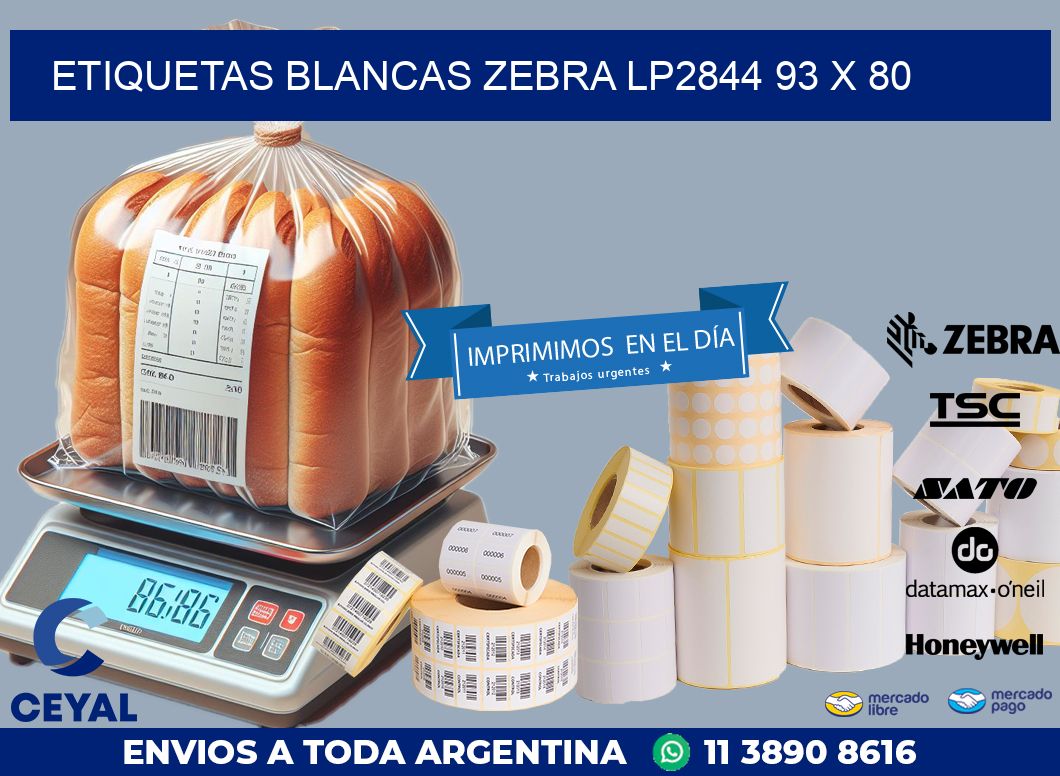 ETIQUETAS BLANCAS ZEBRA LP2844 93 x 80