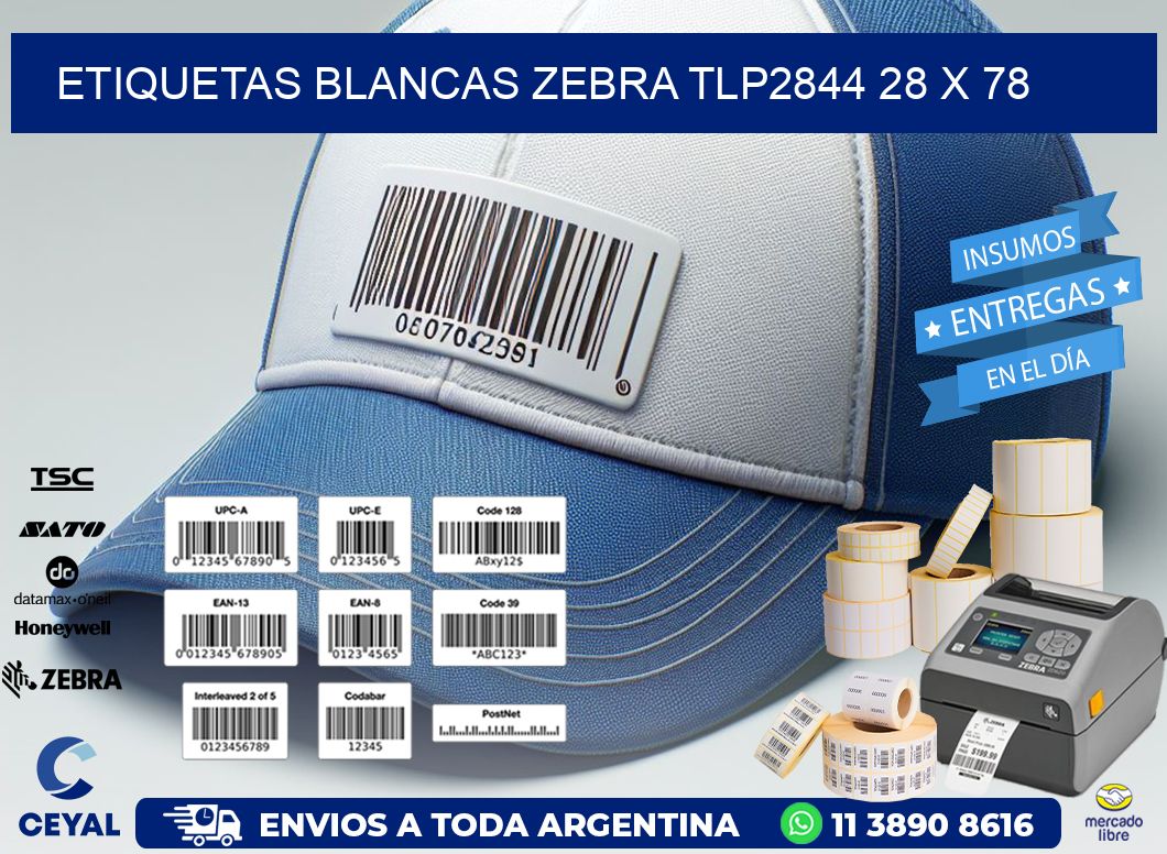 ETIQUETAS BLANCAS ZEBRA TLP2844 28 x 78
