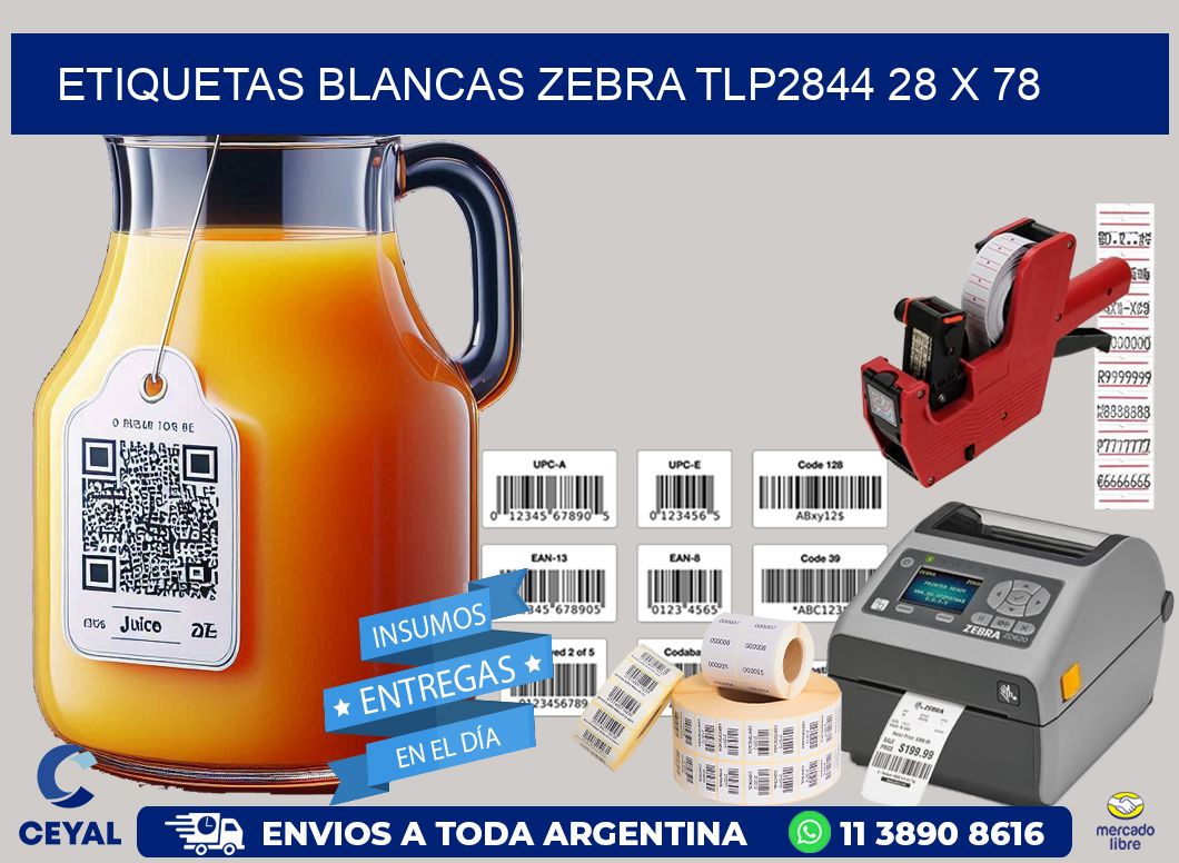 ETIQUETAS BLANCAS ZEBRA TLP2844 28 x 78