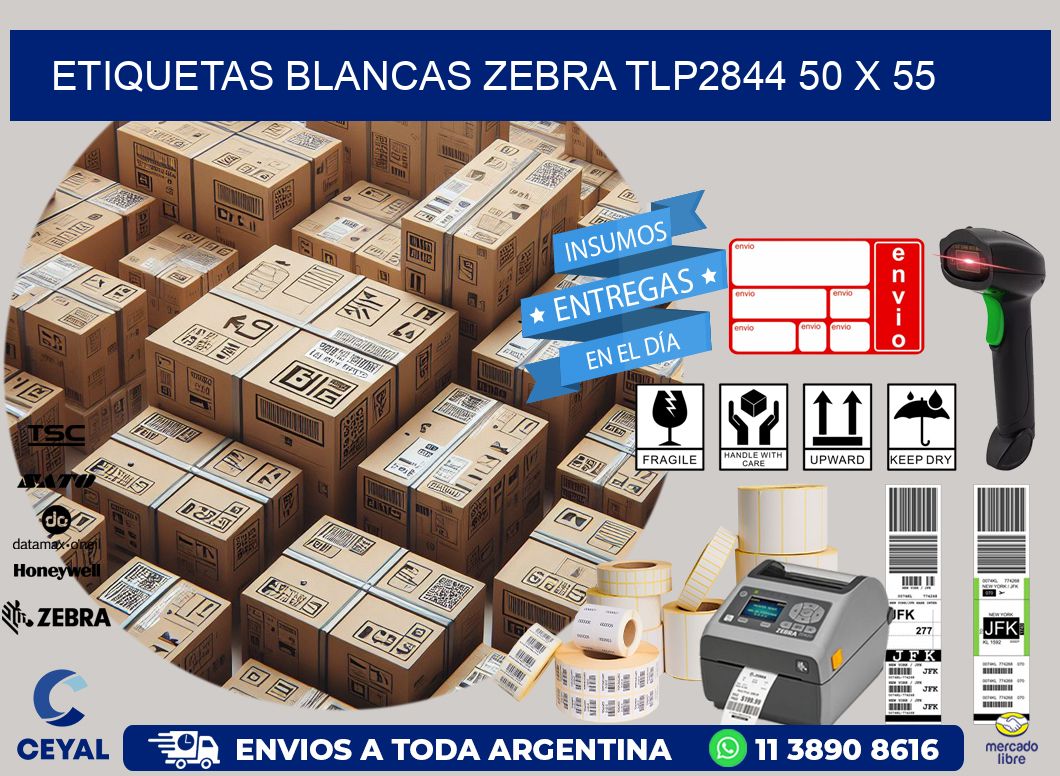ETIQUETAS BLANCAS ZEBRA TLP2844 50 x 55