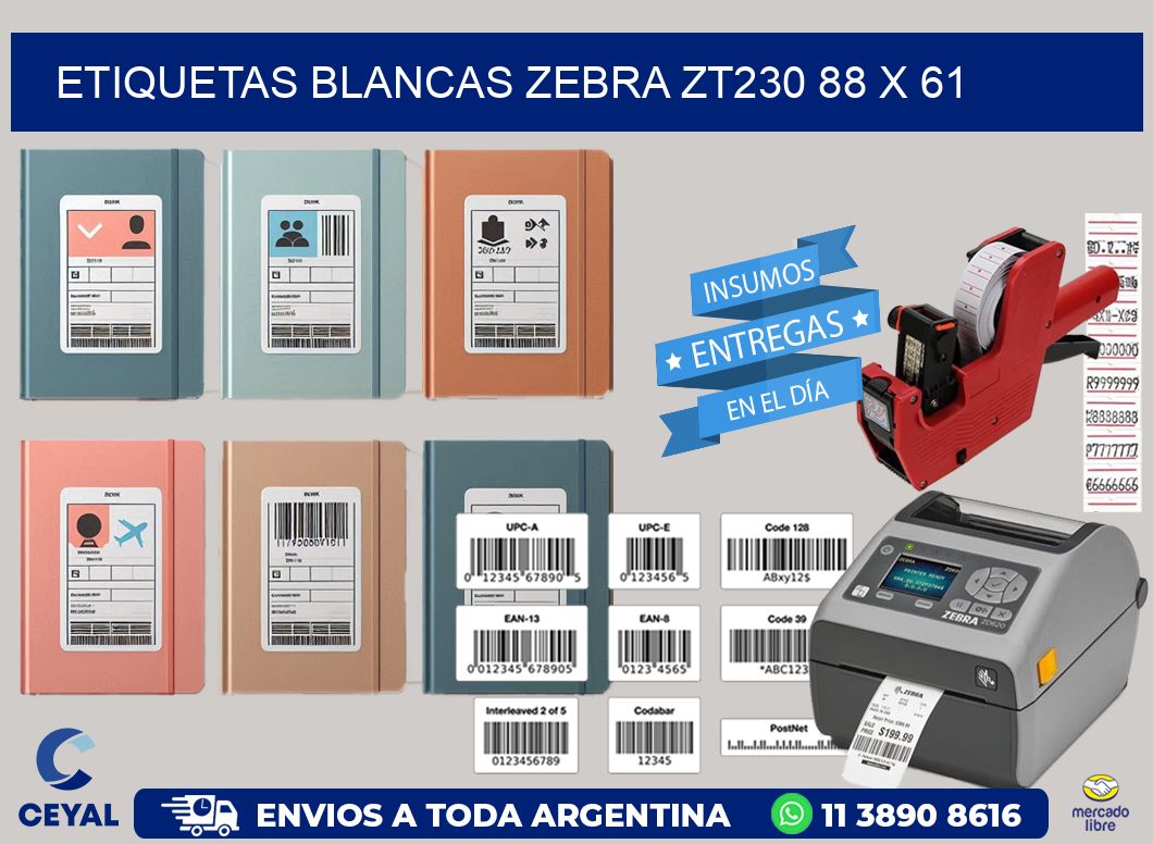ETIQUETAS BLANCAS ZEBRA ZT230 88 x 61