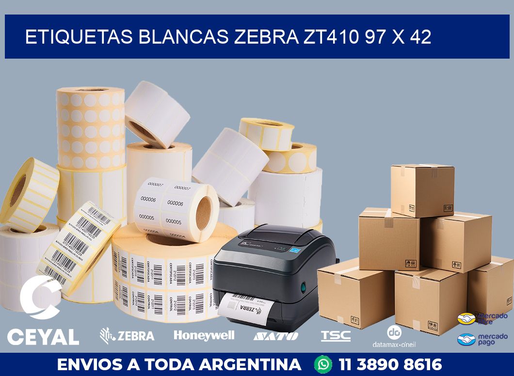 ETIQUETAS BLANCAS ZEBRA ZT410 97 x 42