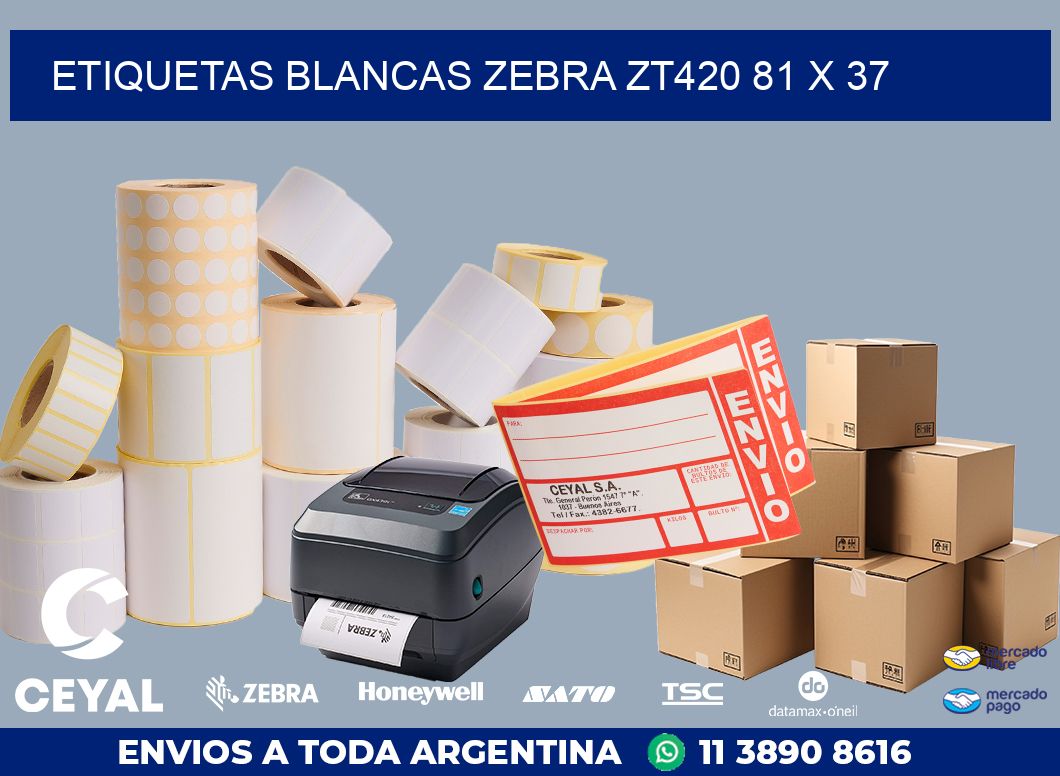 ETIQUETAS BLANCAS ZEBRA ZT420 81 x 37