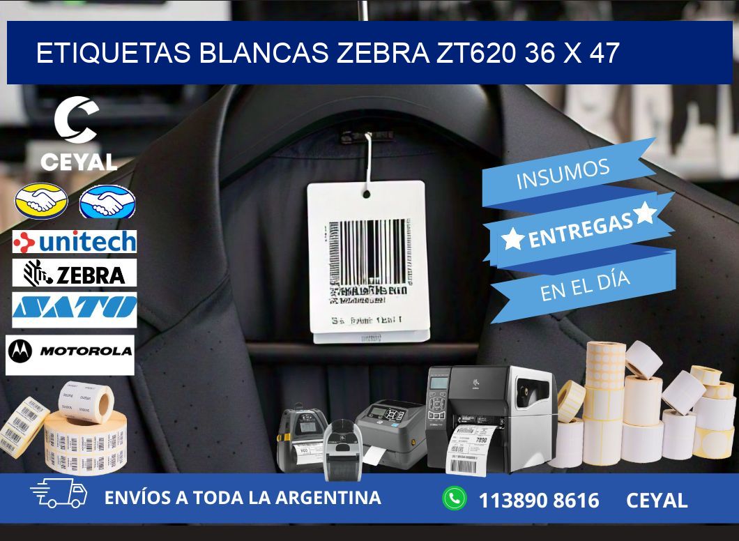 ETIQUETAS BLANCAS ZEBRA ZT620 36 x 47
