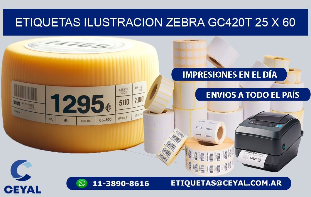 ETIQUETAS ILUSTRACION ZEBRA GC420T 25 x 60