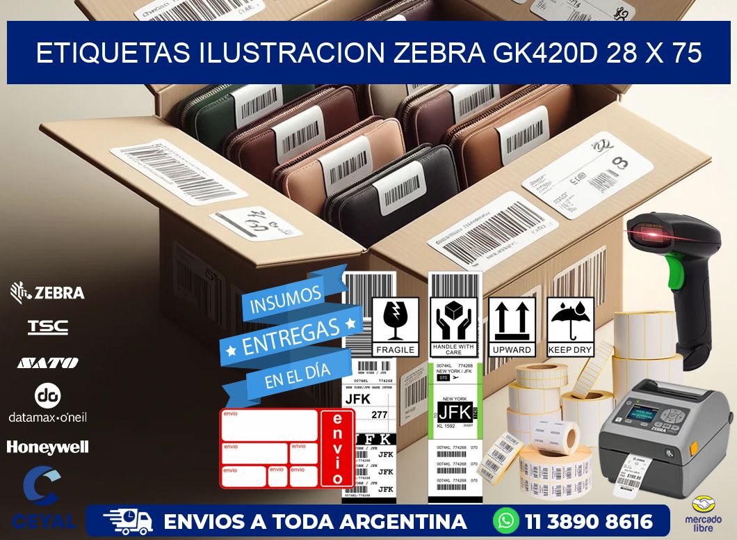 ETIQUETAS ILUSTRACION ZEBRA GK420D 28 x 75