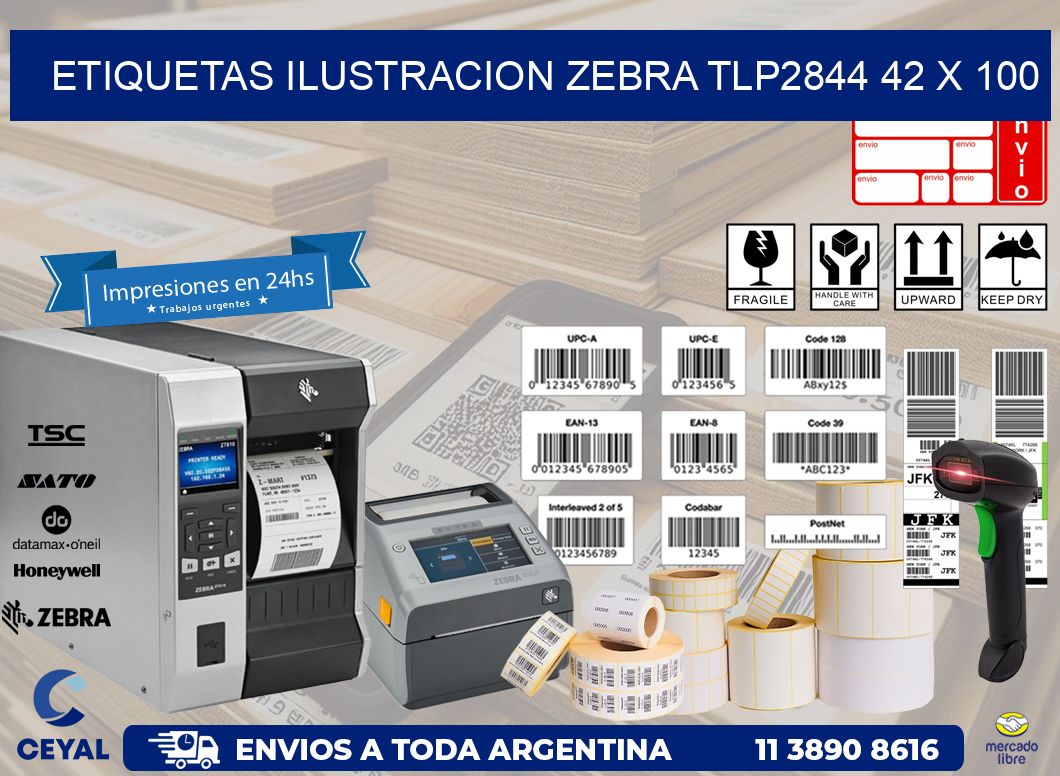 ETIQUETAS ILUSTRACION ZEBRA TLP2844 42 x 100