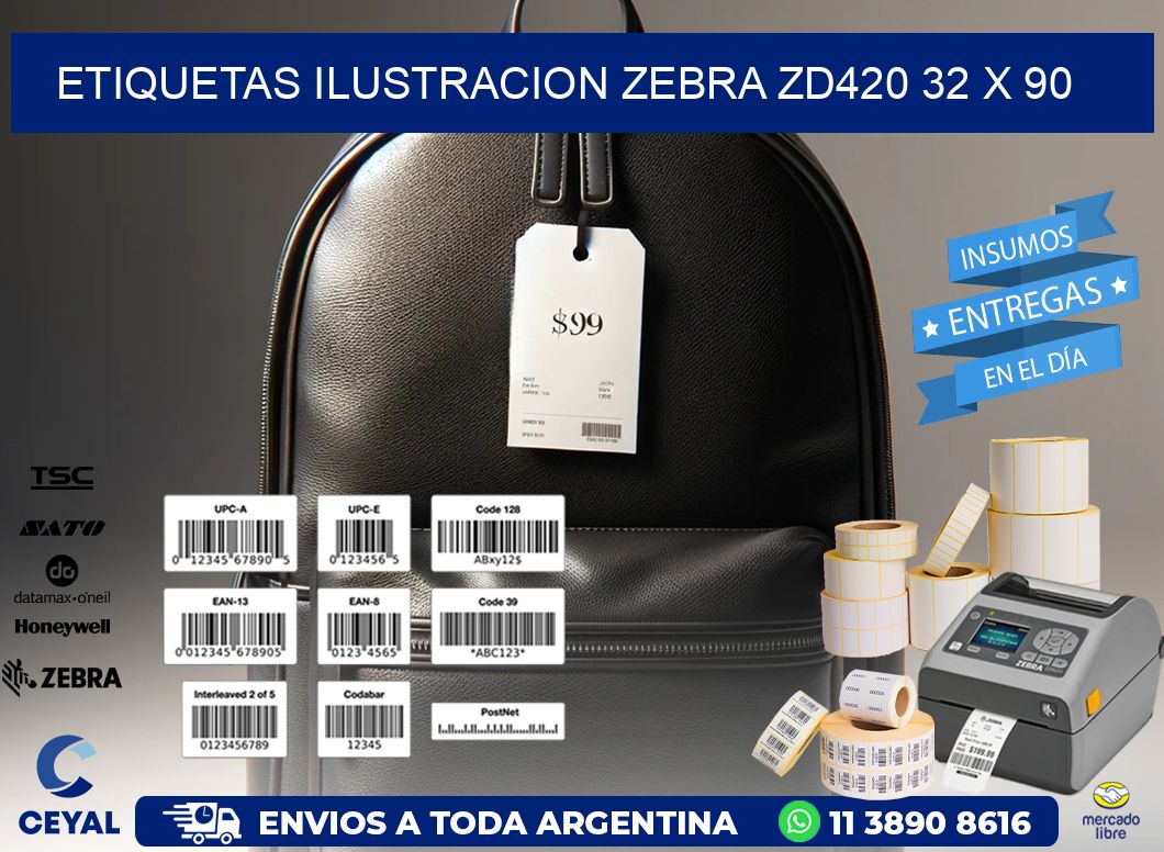 ETIQUETAS ILUSTRACION ZEBRA ZD420 32 x 90