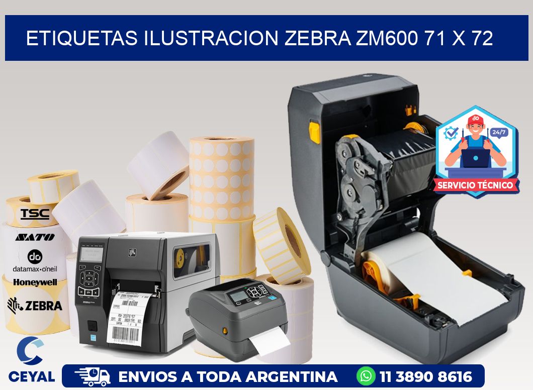 ETIQUETAS ILUSTRACION ZEBRA ZM600 71 x 72