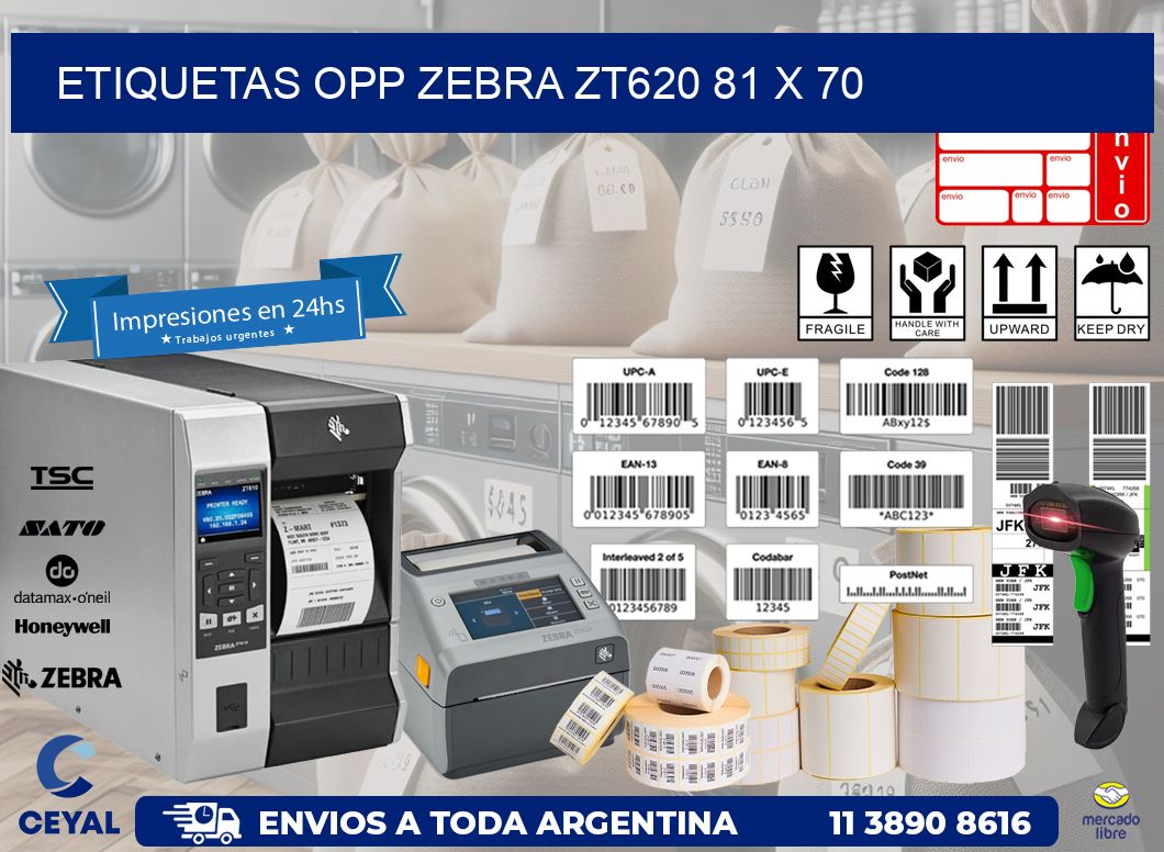 ETIQUETAS OPP ZEBRA ZT620 81 x 70