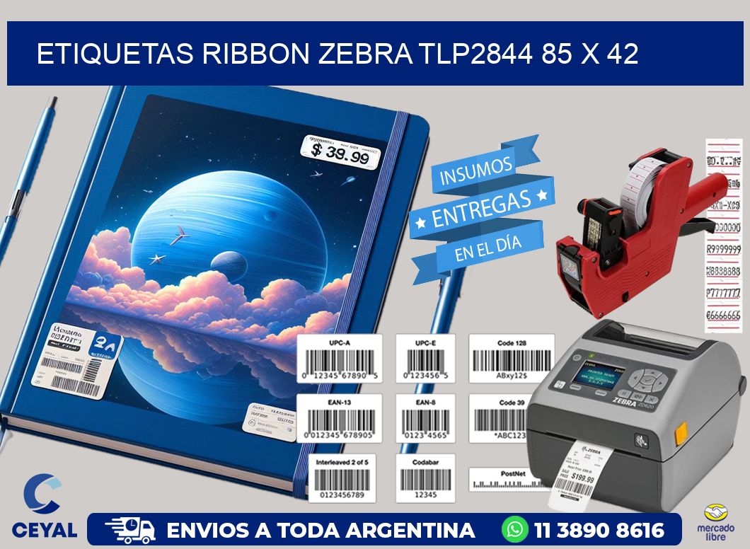 ETIQUETAS RIBBON Zebra TLP2844 85 x 42