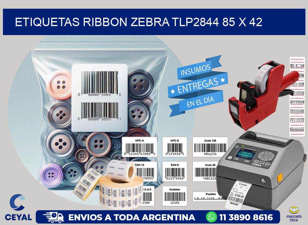 ETIQUETAS RIBBON Zebra TLP2844 85 x 42