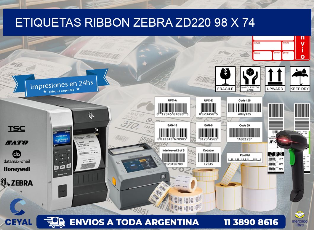ETIQUETAS RIBBON Zebra ZD220 98 x 74