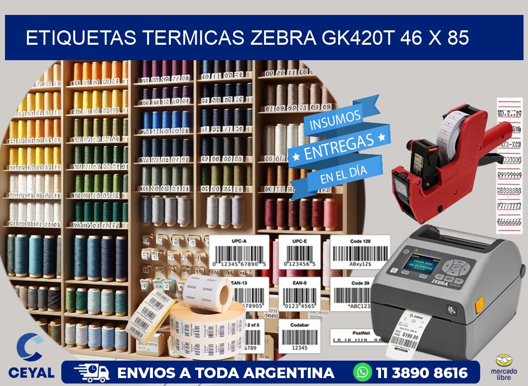 ETIQUETAS TERMICAS ZEBRA GK420T 46 x 85
