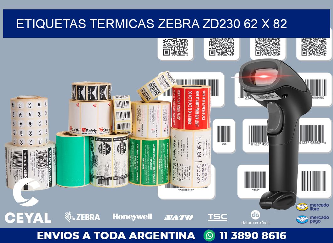 ETIQUETAS TERMICAS ZEBRA ZD230 62 x 82