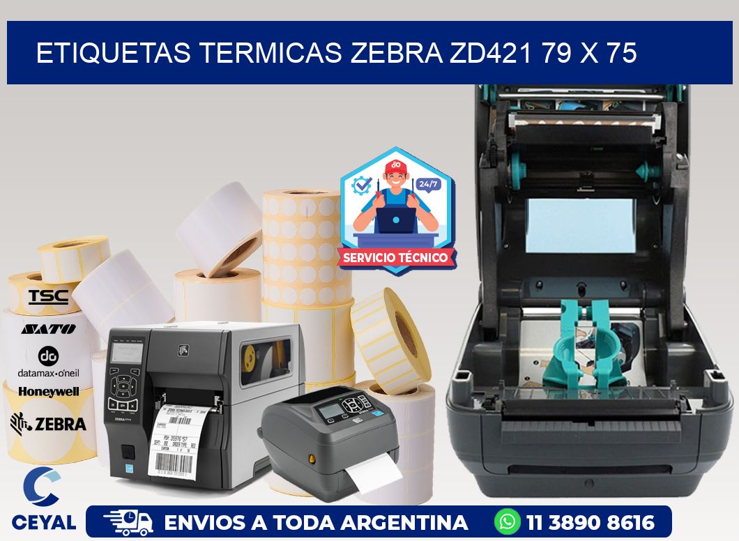 ETIQUETAS TERMICAS ZEBRA ZD421 79 x 75