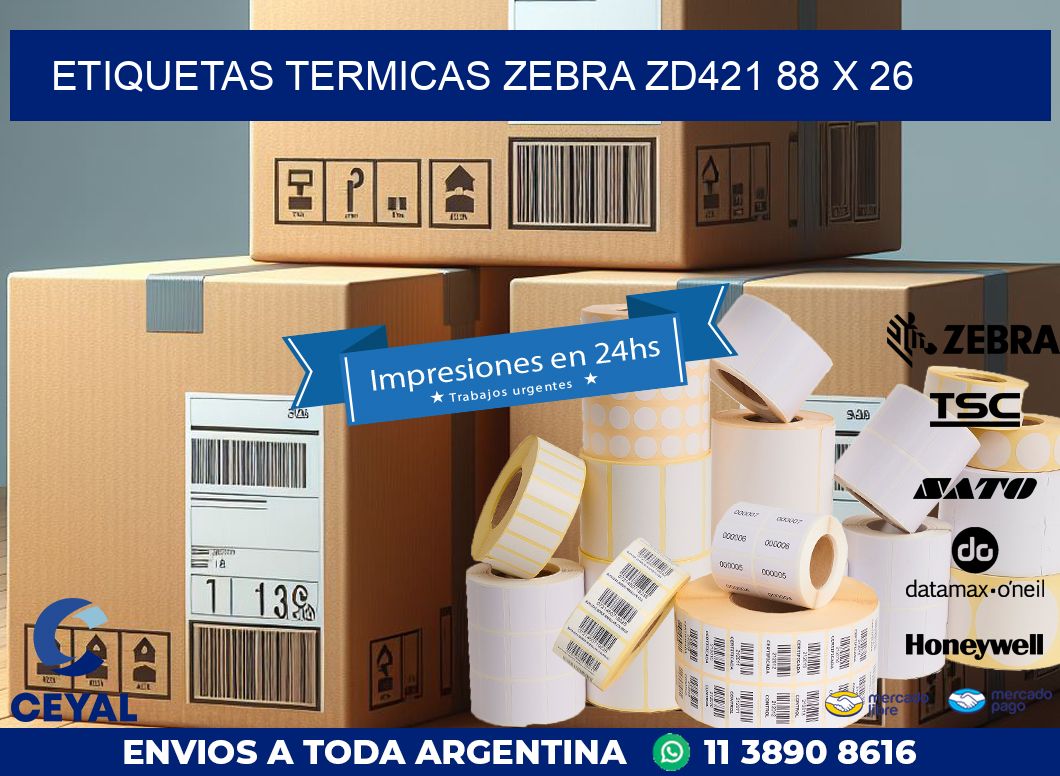 ETIQUETAS TERMICAS ZEBRA ZD421 88 x 26
