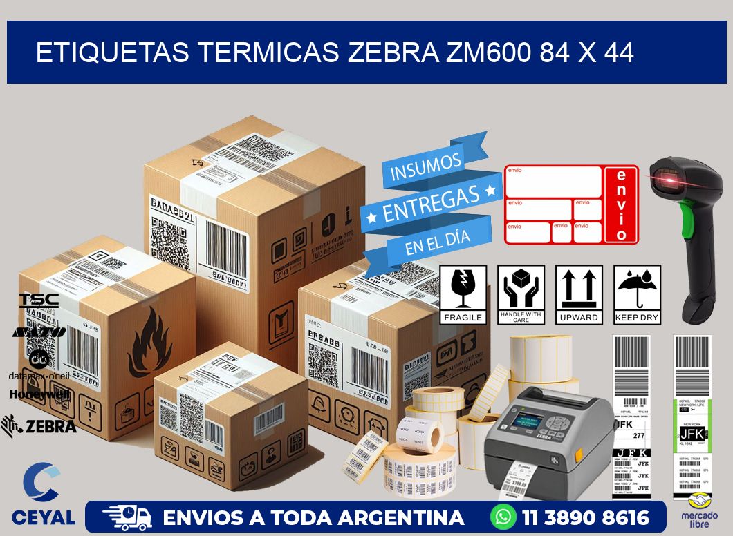ETIQUETAS TERMICAS ZEBRA ZM600 84 x 44