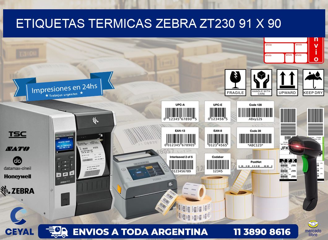 ETIQUETAS TERMICAS ZEBRA ZT230 91 x 90
