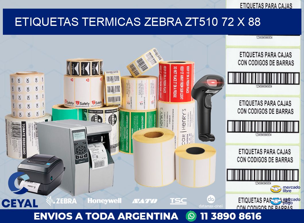 ETIQUETAS TERMICAS ZEBRA ZT510 72 x 88