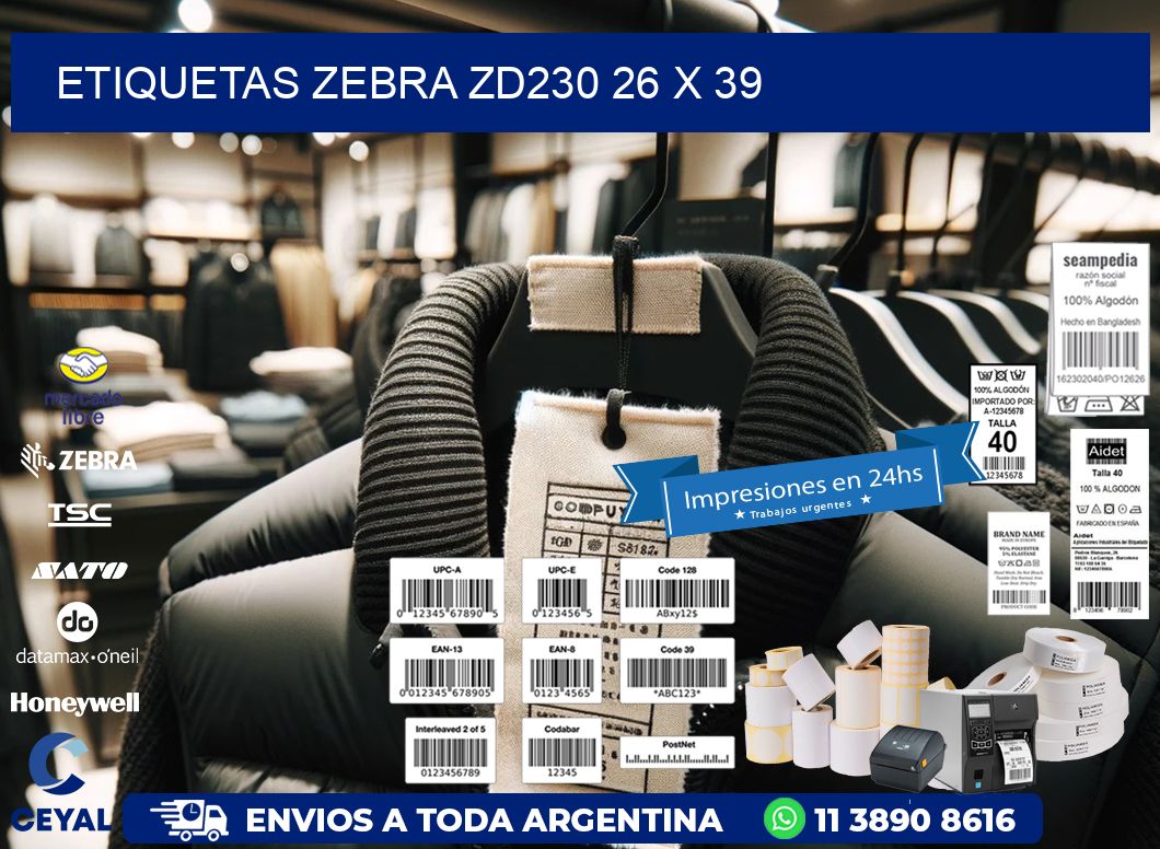 ETIQUETAS Zebra ZD230 26 x 39
