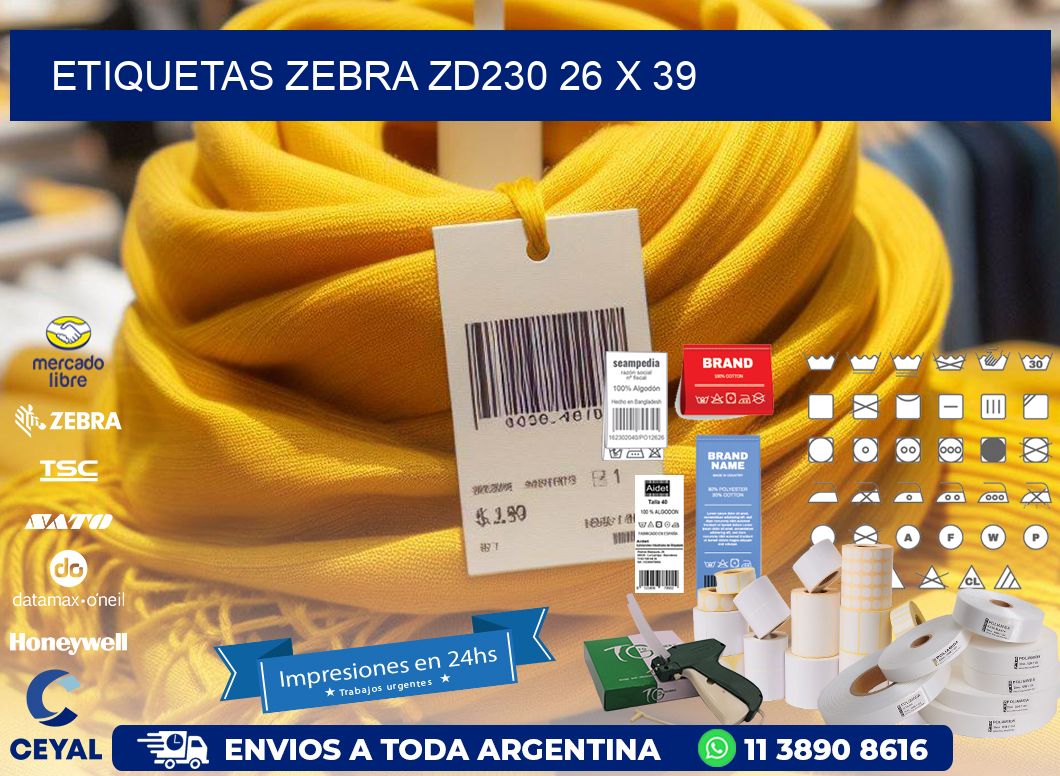 ETIQUETAS Zebra ZD230 26 x 39