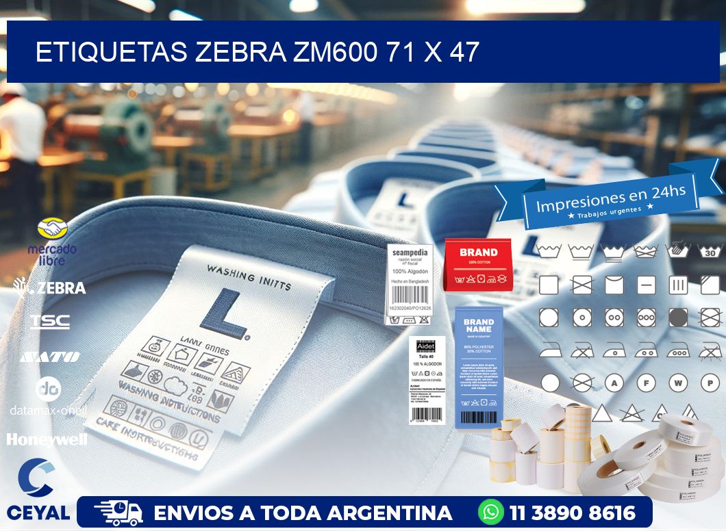 ETIQUETAS Zebra ZM600 71 x 47