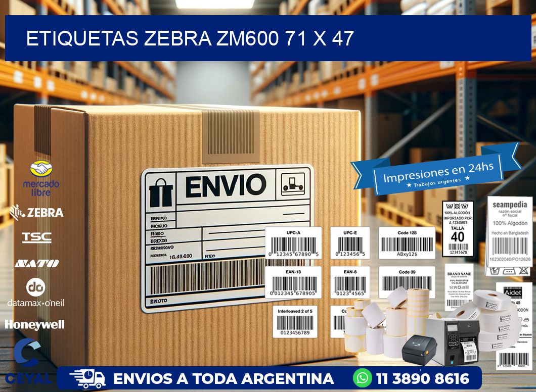 ETIQUETAS Zebra ZM600 71 x 47