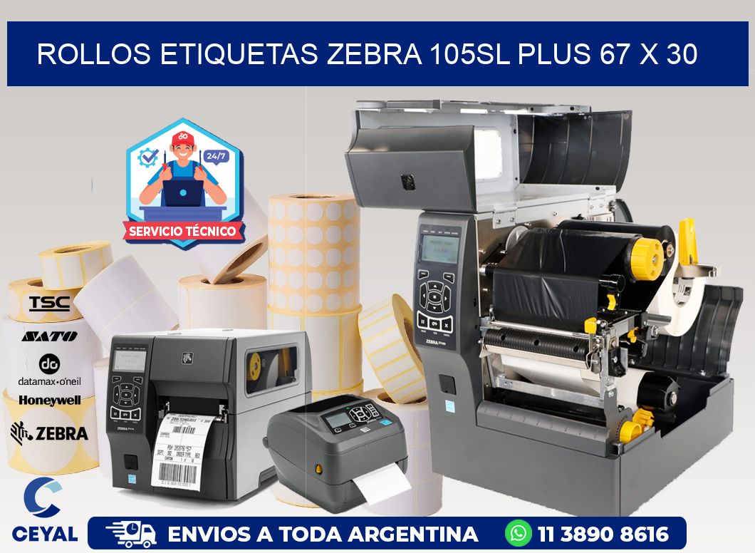 ROLLOS ETIQUETAS Zebra 105SL Plus 67 x 30