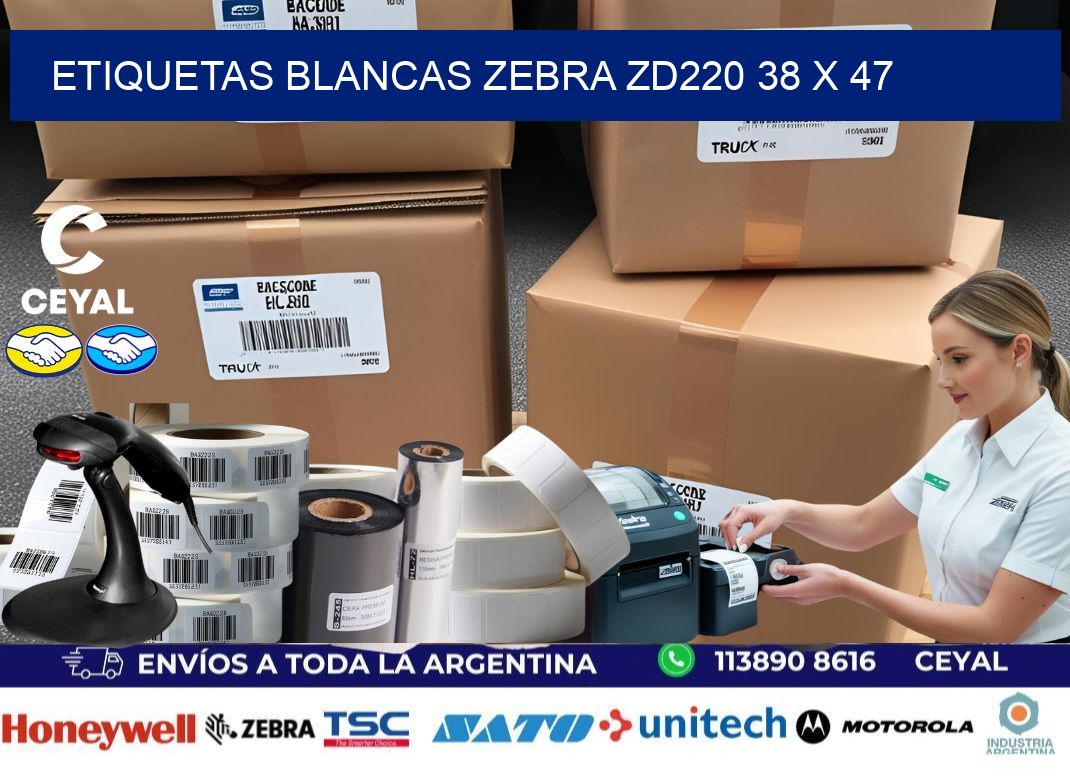 ETIQUETAS BLANCAS ZEBRA ZD220 38 x 47