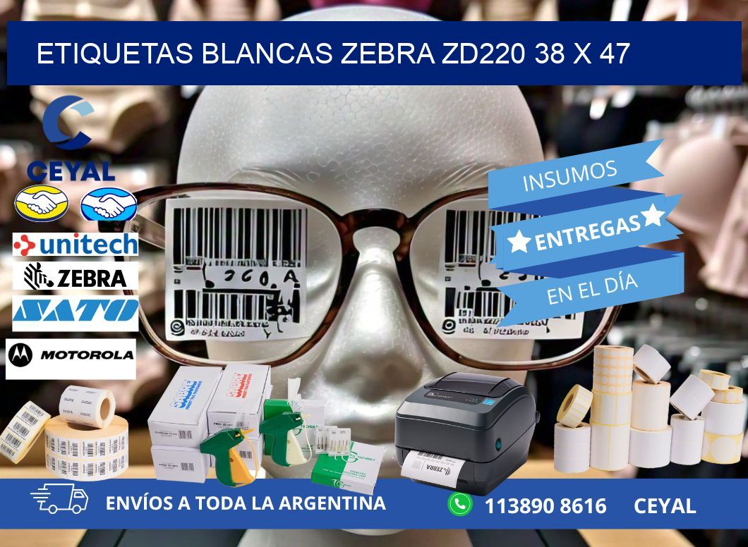 ETIQUETAS BLANCAS ZEBRA ZD220 38 x 47