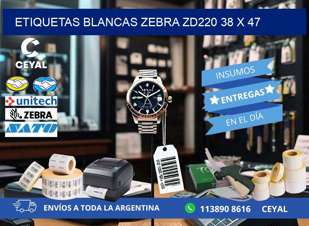 ETIQUETAS BLANCAS ZEBRA ZD220 38 x 47