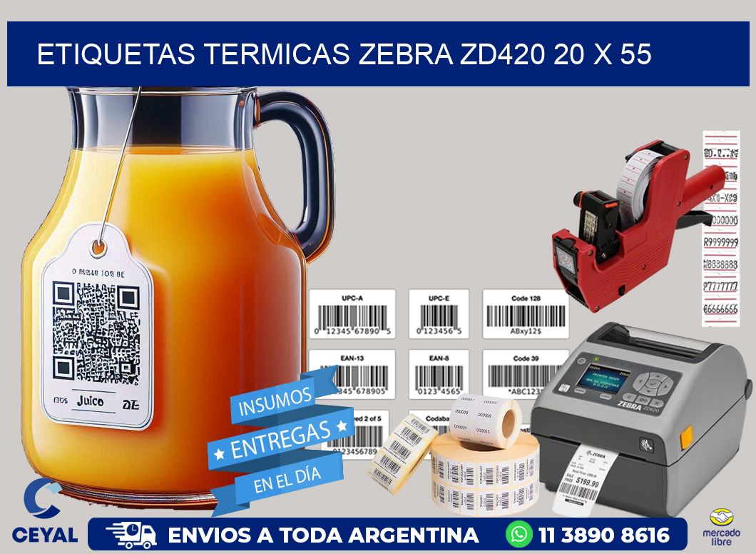 ETIQUETAS TERMICAS ZEBRA ZD420 20 x 55