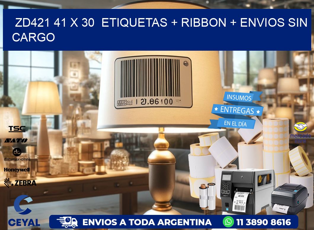 ZD421 41 x 30  etiquetas + ribbon + envios sin cargo