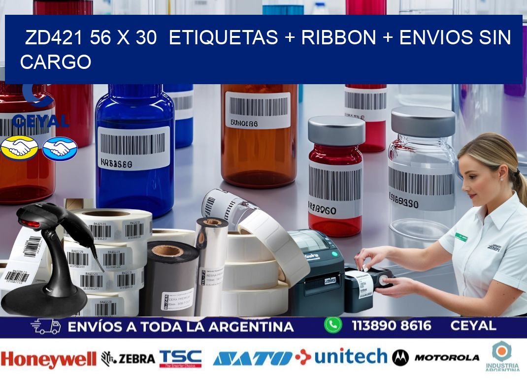 ZD421 56 x 30  etiquetas + ribbon + envios sin cargo