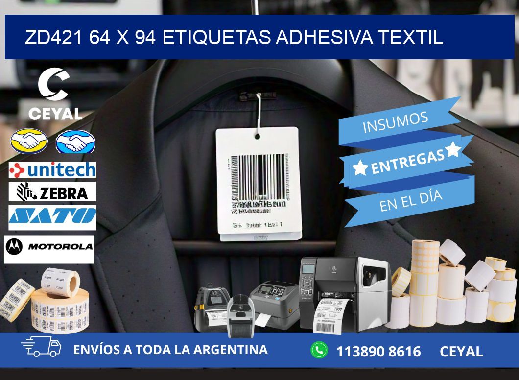 ZD421 64 x 94 ETIQUETAS ADHESIVA TEXTIL
