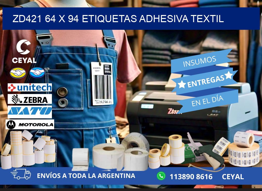 ZD421 64 x 94 ETIQUETAS ADHESIVA TEXTIL