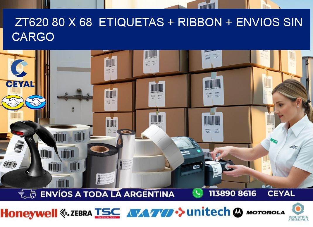 ZT620 80 x 68  etiquetas + ribbon + envios sin cargo