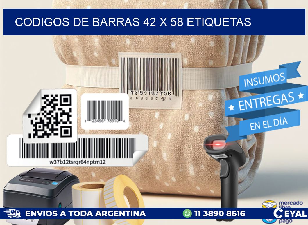 codigos de barras 42 x 58 etiquetas