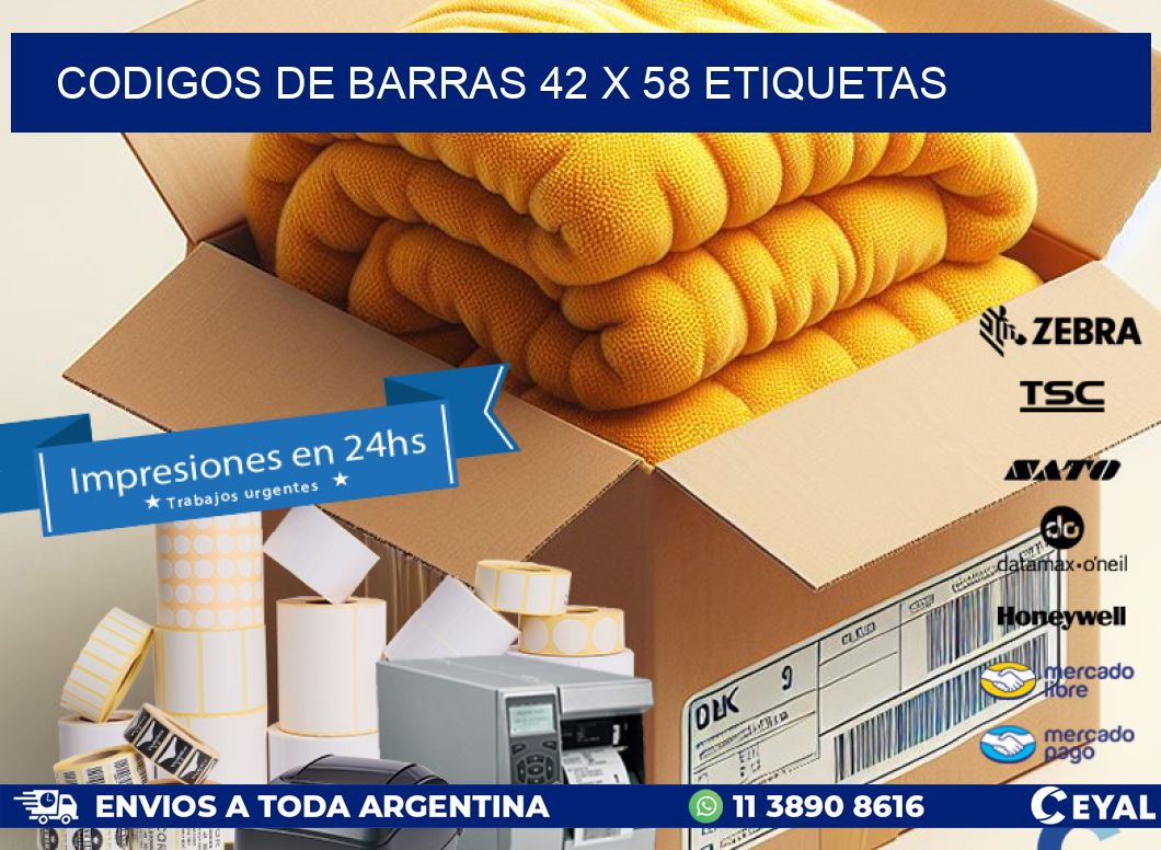 codigos de barras 42 x 58 etiquetas